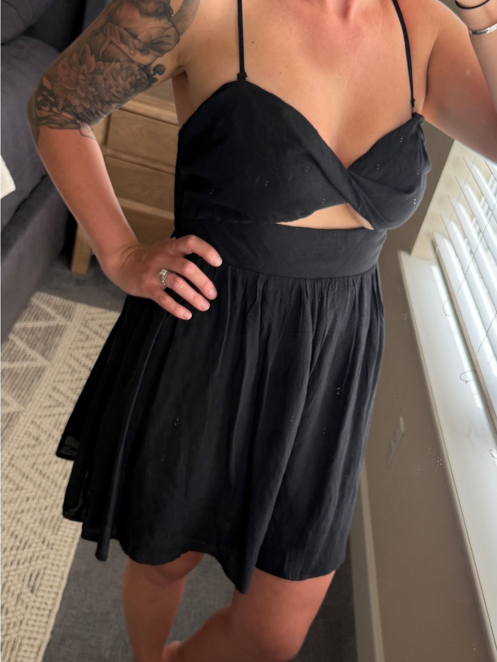 Princess Polly Jaydin Front Cutout Mini Dress Black *optional straps!*